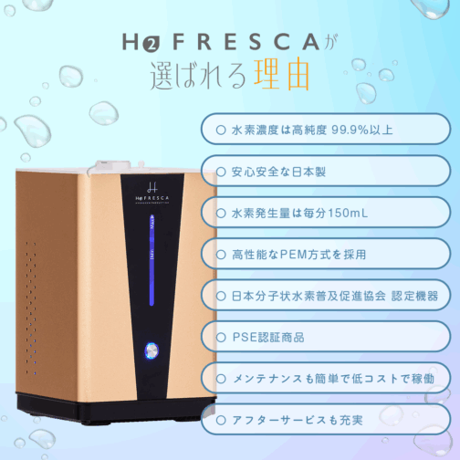 フレスカ150毎分約150ml H2F150 FRESCA  日本製 1年保証付き 水素ガス吸入器 - 画像 (5)